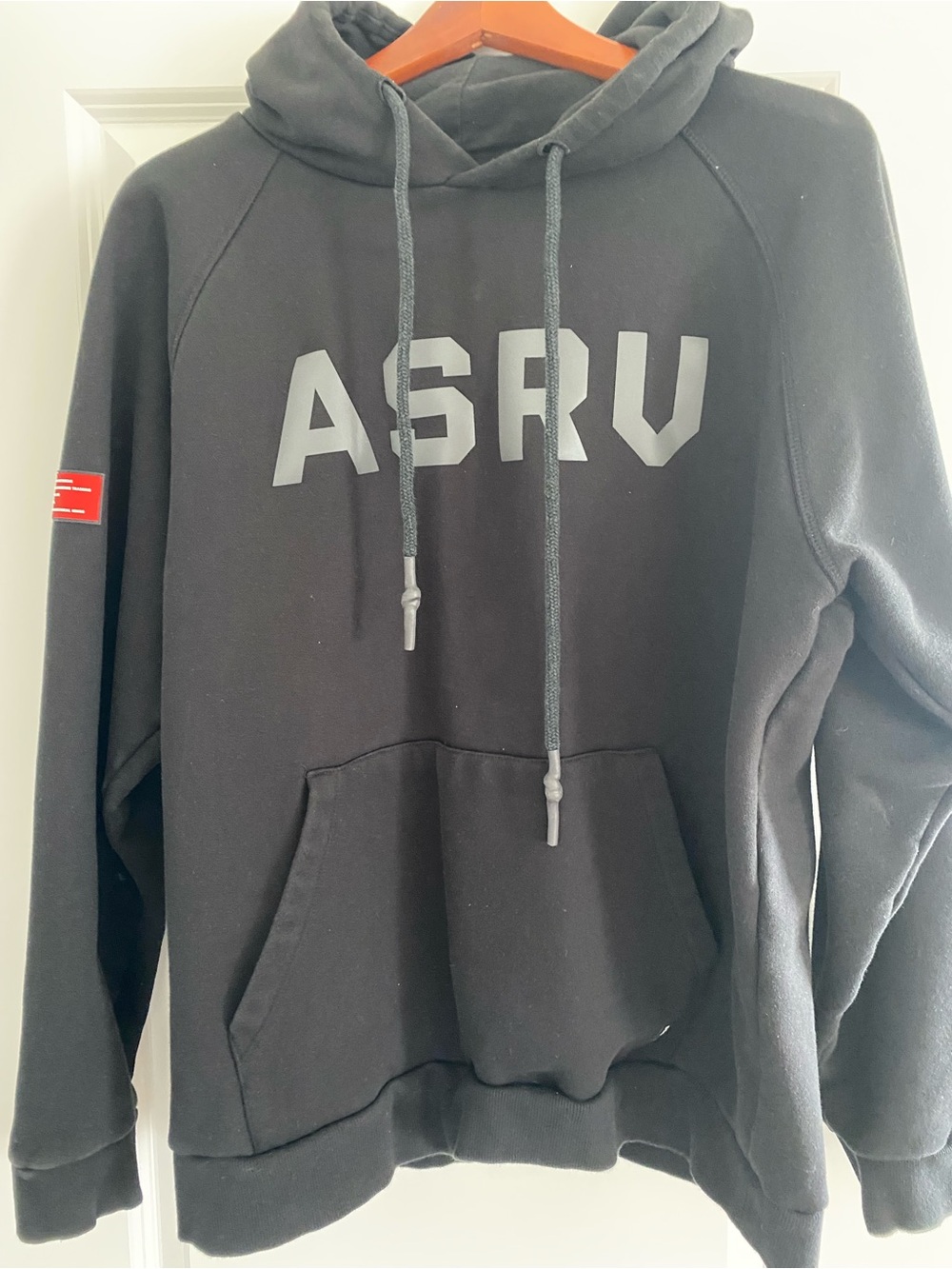 ASRV Black Pullover Hoodie with Gray Logo